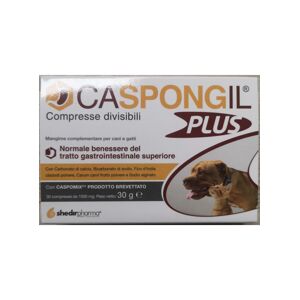 Shedir Pharma Caspongil Plus Benessere Gastrointestinale - 30 Compresse per Cani e Gatti - Integratore per la Salute Digestiva