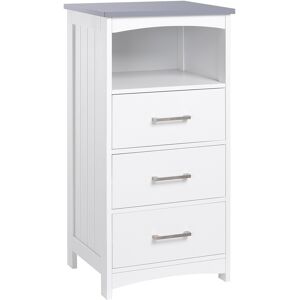 Kleankin Mobile Bagno con Scaffale Aperto e 3 Cassetti, armadietto Superficie verniciata e Design Rialzato, in MDF, 40x33x80cm, Bianco  Aosom Italy