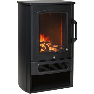 Homcom Camino da Terra Elettronico 1000W/2000W con Luce LED Effetto Fiamma Regolabile, Riscalda fino a 20-25㎡ per casa ufficio nero   Aosom Italy
