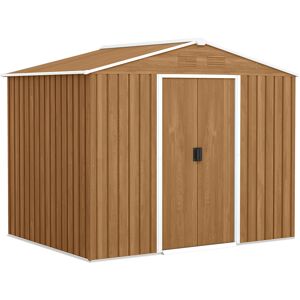Outsunny Capanno Porta Attrezzi da Giardino con Porte Scorrevoli, Casetta in Lamiera di Acciaio, 236x174x190 cm, Marrone   Aosom Italy