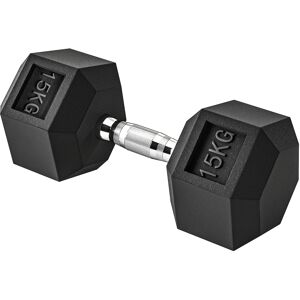Homcom Manubrio 15 kg Esagonale con Impugnatura Antiscivolo, Utilizzabile in Casa e all'Aperto, in Acciaio e Gomma, Ø15.5x33.6 cm, Nero   Aosom Italy