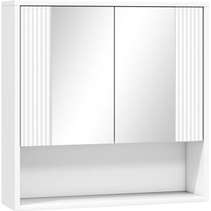 Homcom Armadietto Bagno da Parete con Ante Specchiate, Ripiano Regolabile e Mobiletto Ante Soft-close, Bianco   Aosom Italy