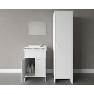 Negrari Composizione Mobile Bagno Lavatoio Resina Doppio Con Colonna Singola + Specchio Codice Prod: 9002k Fc9006k Mirror1