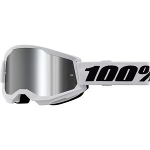 Maschera Moto Cross Enduro 100% STRATA 2 WHITE Lente Specchi taglia un
