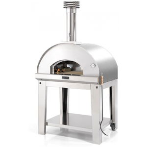 Fontana Forni Fontana Mangiafuoco INOX - Forno a legna da esterno con carrello