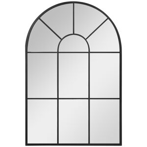 Homcom Specchio Moderno a Parete e a forma di Arco 91x60 cm per Camera da Letto e Soggiorno, in Metallo Nero e Vetro