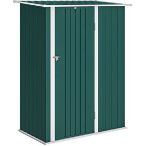 giordanoshop Capanno Porta Attrezzi 142x86x189 cm con Tetto Inclinato e Porta Bloccabile in Metallo Verde...