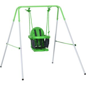 Outsunny Altalena per Bambini 6-36 Mesi da Giardino e Salotto in Acciaio e PE con Seggiolino e Bretelle di Sicurezza, 122x146x122 cm, Verde Aosom
