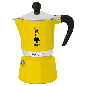 Bialetti Moka  Rainbow, 3 Tazze, Adatta a piani cottura gas, Alluminio, Giallo