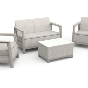 Keter Salotto da giardino per 4 persone beige SCANDI  con cuscini beige