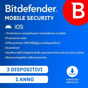 Bitdefender Mobile Security 1 Anno 3 Dispositivi