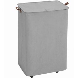 Homcom Cesto per Biancheria con Coperchio e Ruote 50 L, Cesta Pieghevole con Sacca a Coulisse Removibile, 40x30x65 cm, Grigio   Aosom Italy