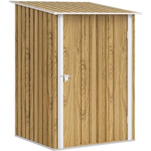 Outsunny Casetta da Giardino Porta Attrezzi in Acciaio Galvanizzato con Porta a Battente, 100x104x160 cm, Marrone Chiaro   Aosom Italy