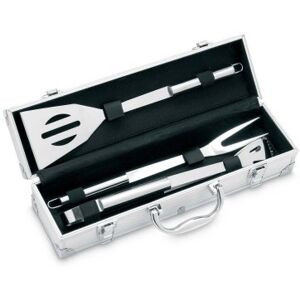 ASADOR Set 3 utensili BBQ inox in valigetta alluminio con placca Personalizzate o neutre