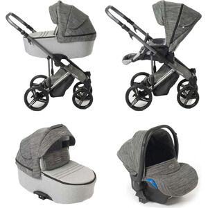 momon Trio2msl03gr Vernuji 2.0m - Passeggino Trio Leggero Compatto Pieghevole 0-36 Mesi / 0-15 Kg + Carrozzina + Seggiolino Auto Colore Milk Wafer