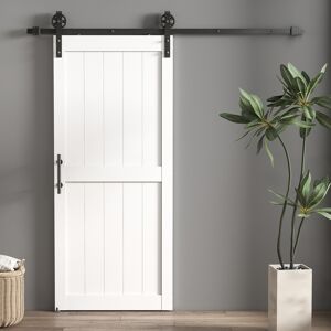Homcom Porta Scorrevole con la ferramenta di montaggio da Interno, Stile Industriale, 81.3x213.4 cm, Legno   Aosom Italy