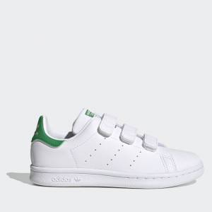 Adidas Scarpe Bambino Sneakers linea Stan Smith CF C con Strappi colore Bianco e Verde