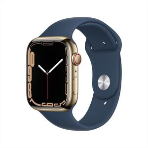 Apple Watch Series 7 Gps + Cellular 45mm In Acciaio Inox-oro Cinturino Sport Blu Abisso