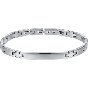 Luca Barra BRACCIALE UOMO IN ACCIAIO CON PIASTRA E CROCI SILVER