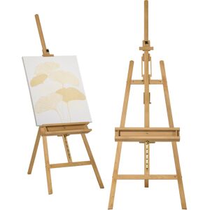 Vinsetto Cavalletto per Pittura Pieghevole in Faggio con Altezza e Angolazione Regolabile, 65x110x180-235 cm Aosom