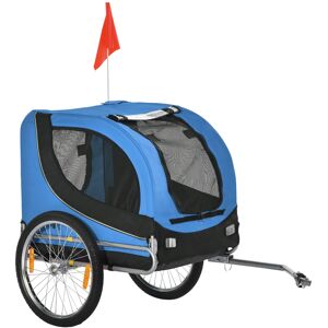 Pawhut Carrellino Rimorchio per Cani Animali Domestici da Bicicletta 130 x 73 x 90cm Azzurro e nero Aosom