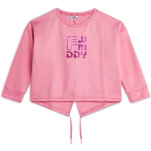 Freddy Felpa Corta da Bambina con Stampa Glitter e Fondo Asimmetrico Rosa Junior 16 Anni