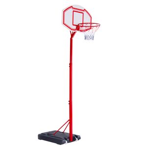 Homcom Canestro Basket Autoportante con Altezza Regolabile 210-260cm e Ruote, Rosso