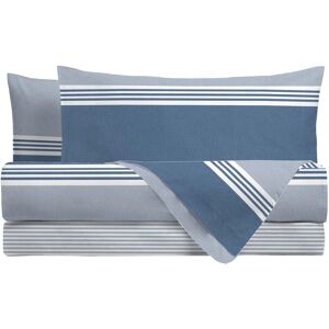- Completo letto matrimoniale stampato geometrico azzurro
