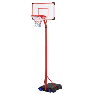 Homcom Canestro Basket per Bambini Portatile con Tabellone Bianco, Piantana, 2 Ruote e Altezza Regolabile 216-261.5cm
