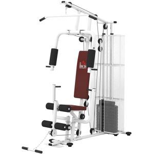 Homcom Stazione Fitness Multifunzione per Casa e Palestra con 4 Imbottiture, in Acciaio e PU, 150x110x210 cm, Bianco   Aosom Italy