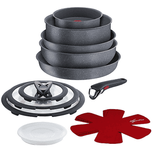 LAGOSTINA Set pentole e padelle  Ingenio Mineralis, 13 pezzi, Compatibile con Induzione Gas, Alluminio, Rivestimento Minerarils antiaderente, Grigio scuro
