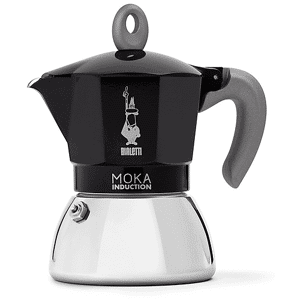 Bialetti Moka  Induction, 4 Tazze, Adatta a tutti i piani cottura, 150 ml, Acciaio, Nero