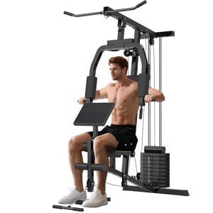 Homcom Stazione Fitness Multifunzione per Allenamento a Casa e Professionale in Acciaio, 148x108x207 cm, Nero Aosom