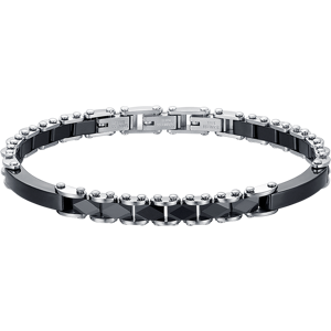 Luca Barra BRACCIALE UOMO IN ACCIAIO CON ELEMENTI IN CERAMICA NERA