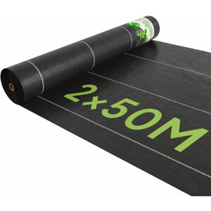 Outsunny Telo Nero Pacciamatura 50x2m per Orto, Serra, Giardino Drenante e Traspirante con Quadrettatura Aosom
