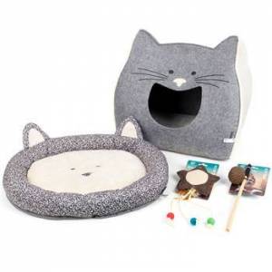 Voss Set da gioco per gatti VOSS.pet ECO Cat Toy ""3"", con lettino, grotta e 2 giochi per gatti
