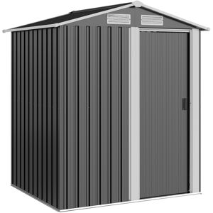 Outsunny Casetta da Giardino con Tetto Inclinato e 4 Prese d'Aria, Capanno porta Attrezzi in Acciaio, 152 x 132 x 188 cm, Grigio   Aosom Italy