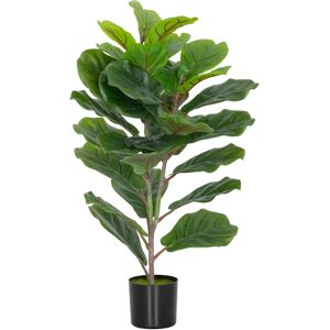 Homcom Pianta Finta Ficus Lyrata Alta 80 cm per Interni con Vaso, Decorazione per Casa e Ufficio, Verde   Aosom Italy
