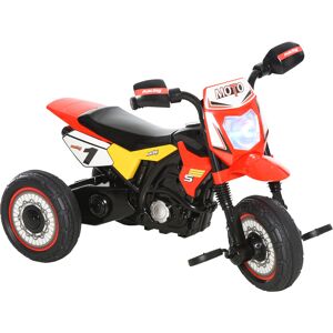 Homcom Triciclo per Bambini Stile Moto a Pedali con Luci e Suoni, 3 Ruote Larghe, Età 18-36 Mesi, 71x40x51cm, Rosso Aosom