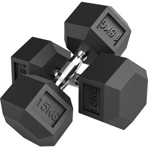Homcom Set di Manubri da 2x15 kg, Set Pesi Palestra con Impugnatura Antiscivolo, Pesi Manubri, in Metallo, per Allenamento Fitness Casa e Palestra, Nero   Aosom Italy