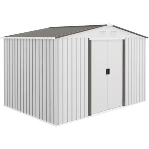 Outsunny Casetta da Giardino con 2 Porte Scorrevoli e 4 Prese d'Aria, Capanno Attrezzi Moderno, in Lamiera, 277x195x192 cm, Argento   Aosom Italy