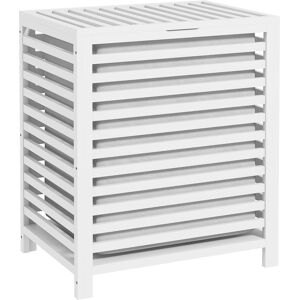 Homcom Cesta per il Bucato di Bambù Capacità 55L Cesto per Biancheria con 2 Manici e Borsa Estraibile 50x36x60 cm Bianco   Aosom Italy