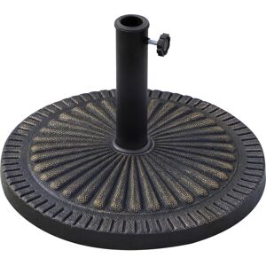 Outsunny Base Ombrellone Rotonda per Pali da Ø3,8-4,8cm con Decorazione e Manopola, Peso 15kg Ø49x32cm Aosom