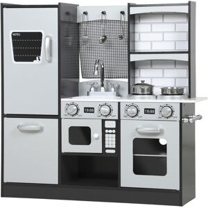 Aiyaplay Cucina Giocattolo per Bambini 3-8 Anni con Accessori, Frigo, Lavandino e Manopole con Suoni, in Legno, Marrone   Aosom Italy
