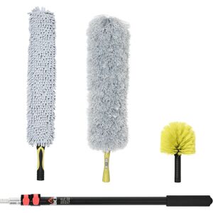 Homcom Kit per Pulizia della Casa con Asta, Spolverino per Ragnatele, Spolverino in Microfibra e Spolverino per Ventilatore Aosom