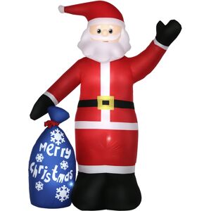 Outsunny Babbo Natale Gonfiabile con Luci LED Bianche e Gonfiatore Incluso, 146x77x238 cm
