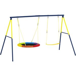 Aiyaplay Set di Altalene per Bambini Parco Giochi da Esterno, Multicolore   Aosom Italy