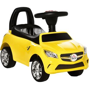 Homcom Macchina Cavalcabile Giocattolo per Bambini con Volante, Musiche e Fari, Età 18-36 Mesi, 63.5x28x36cm, Giallo Aosom