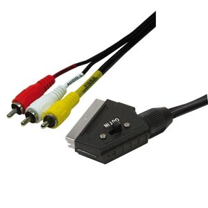 ELJOY Cavo di connessione scart con switch i/o 21 poli maschio e 3 x rca- video + audio stereo mt. 1,50