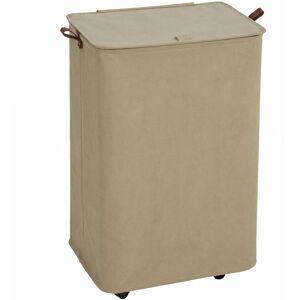 Homcom Cesto per Biancheria con Coperchio e Ruote 50 L, Cesta Pieghevole con Sacca a Coulisse Removibile, 40x30x65 cm, Cammello   Aosom Italy